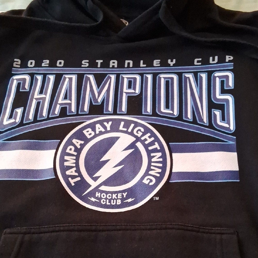 NWOT,NHL,TampaBayLightning,Championship,Unisex,Hockey,HoodySweatshirt🖤🤍💙🖤 - Picture 4 of 15